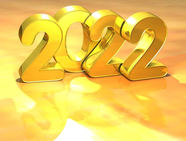 3D ouro ano novo 2022 no fundo branco — Fotografia de Stock