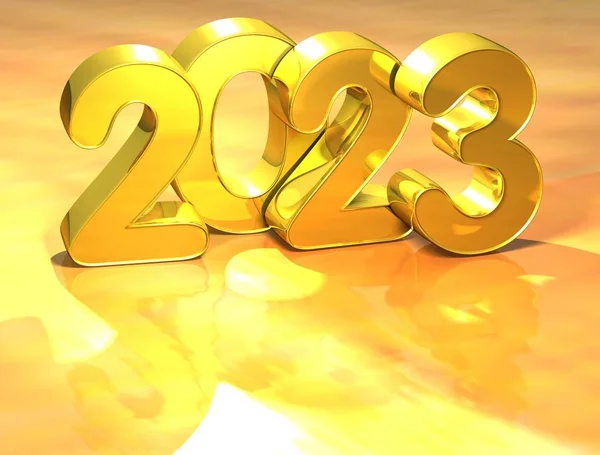 3D-gold Nieuwjaar 2023 op witte achtergrond — Stockfoto