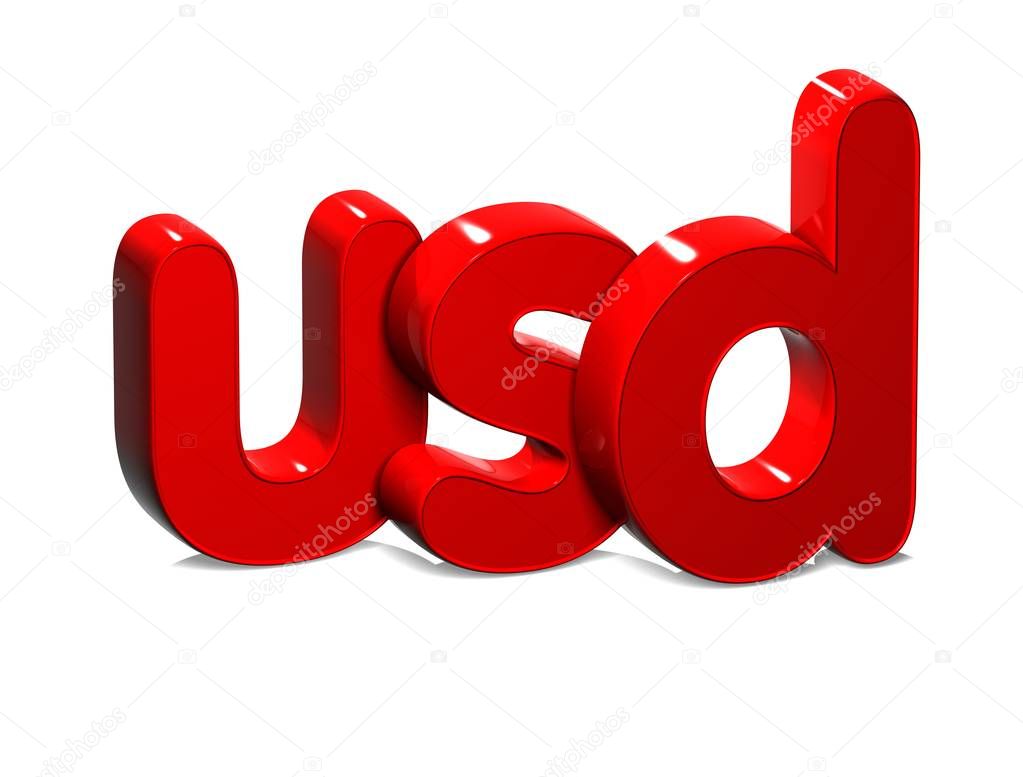 3D Currency USD over white background.