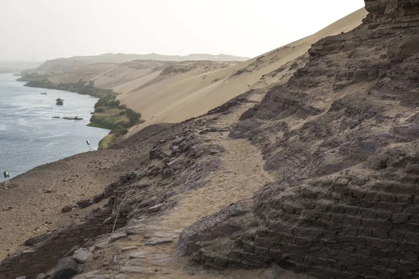 이집트 아스완 근처 모래 언덕 풍경 — 스톡 사진