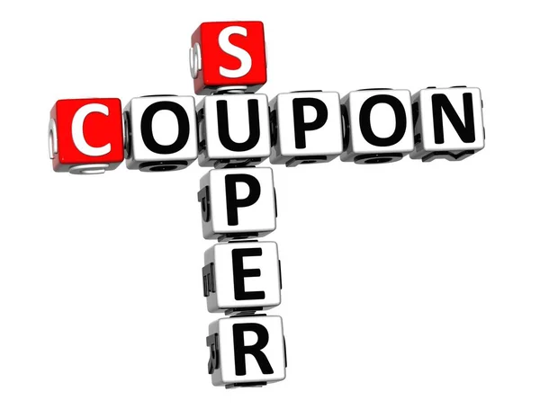 3D Coupon Super Crossword on white background — Stock Photo, Image