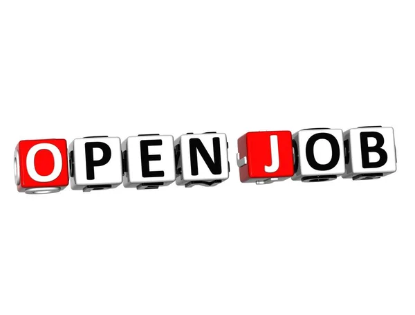 3D Job Open block text on white background. — Stock Photo, Image