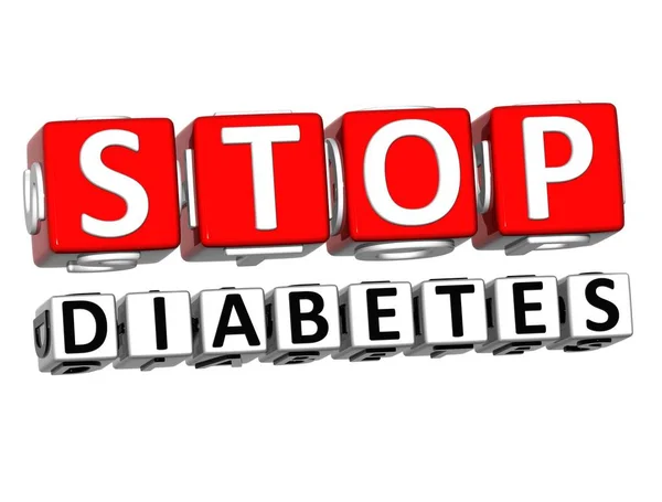 Блок 3D Красный текст остановить диабет на белом фоне . — стоковое фото
