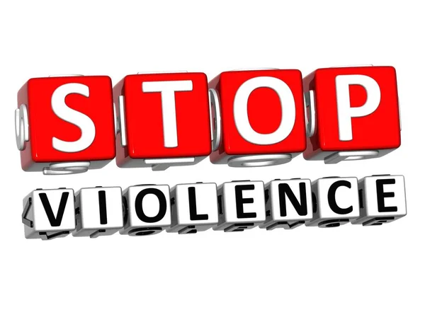 Blocco 3D Red Text STOP VIOLENCE su sfondo bianco . — Foto Stock