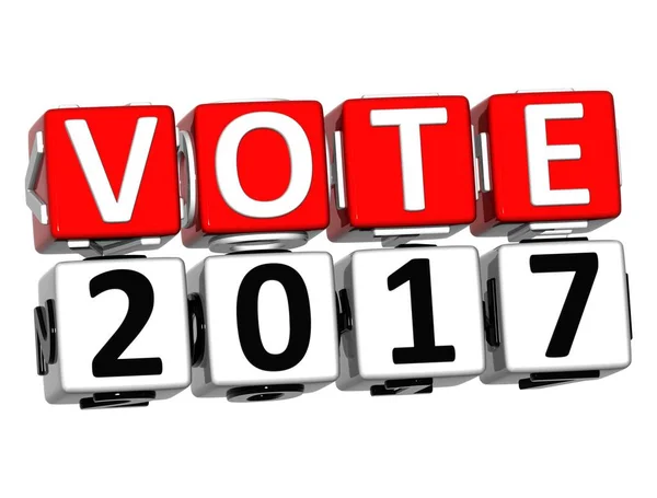 3D Bloquear texto rojo VOTE 2017 sobre fondo blanco . — Foto de Stock