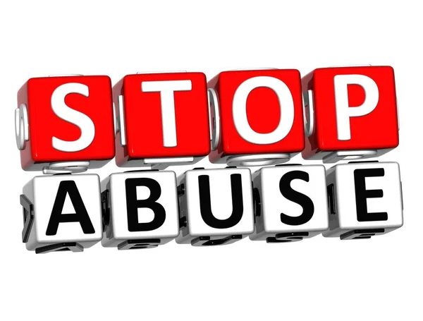 3D Block Red Text STOP ABUSE over white background. — Stock Photo, Image