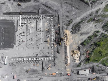 İnşaat alanına yukarıdan vurdu. Sanayi Bölgesi.