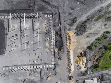 İnşaat alanına yukarıdan vurdu. Sanayi Bölgesi.