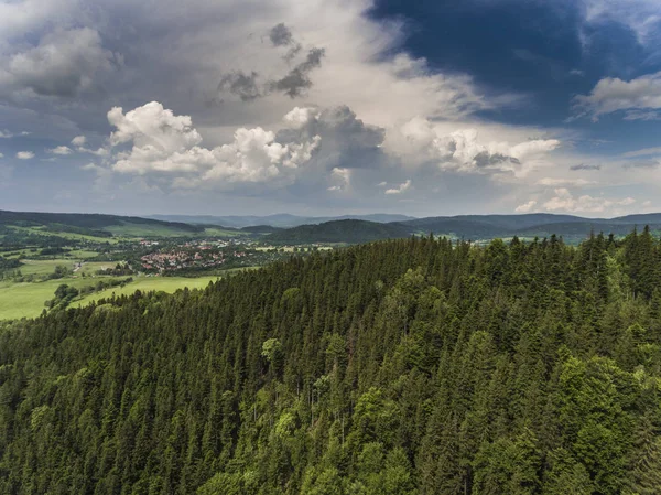 Aerial view of the summer time in mountains near Stronie Slaskie — Stock Photo, Image