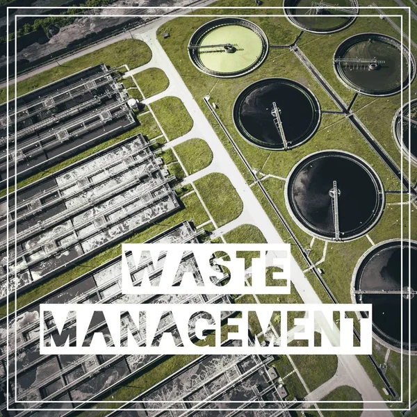 Waste Management. Recycling.Aerial view of sewage treatment plan — Stock Photo, Image