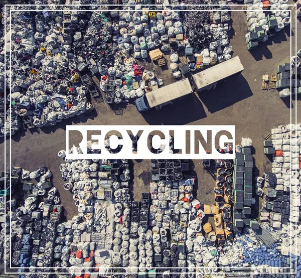 Waste Management. Recycling. View landfill bird's-eye view. Land — Stock Photo, Image