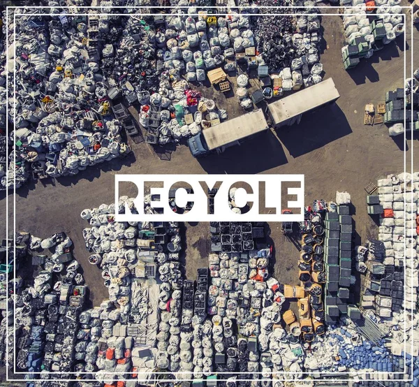 Waste Management. Recycling. View landfill bird\'s-eye view. Land