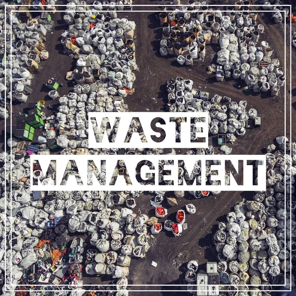 Waste Management. Recycling. View landfill bird's-eye view. Land — Stock Photo, Image