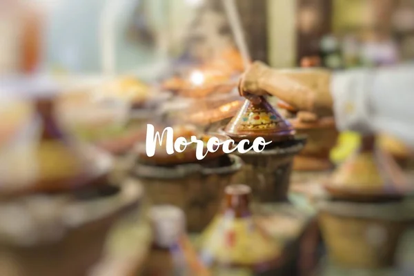 Morocco. Selection of very colorful Moroccan tajines. — Stock Photo, Image