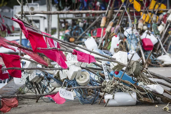 Güneşli bir günde sahilde kurutma Balık tutma ağ. Baltık Denizi ve