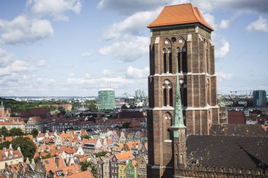 Gdansk, Polonya - 04 Ağustos 2017: Cityscape havadan görünümü o