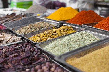 geleneksel baharat ve Hindistan Yerel Pazar içinde kuru meyve.