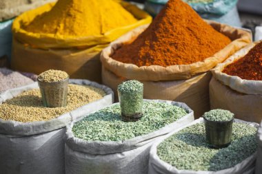 geleneksel baharat ve Hindistan Yerel Pazar içinde kuru meyve.