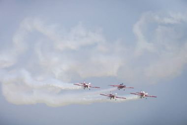 Radom, Polonya - 26 Ağustos 2017: akrobasi grubu oluşumu 