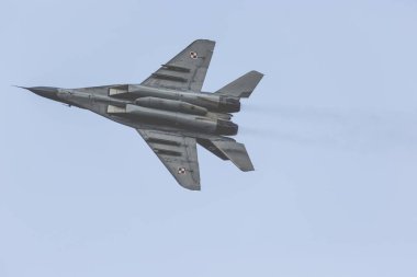 Radom, Polonya - 26 Ağustos 2017: Lehçe Mig-29 savaş görüntüleme 