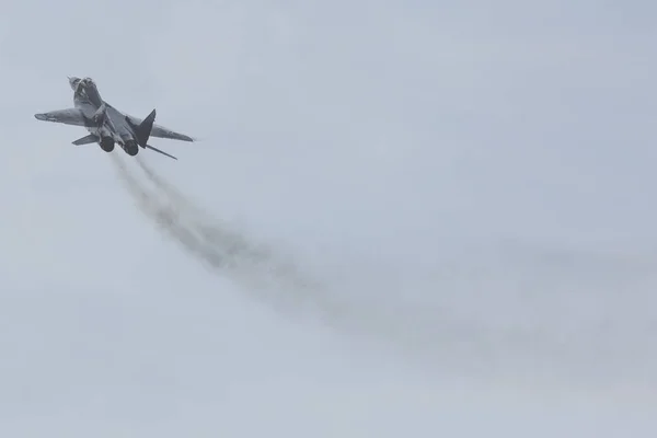 Radom, Polsko - 26 srpna 2017: Polský stíhací letoun Mig-29 zobrazení — Stock fotografie