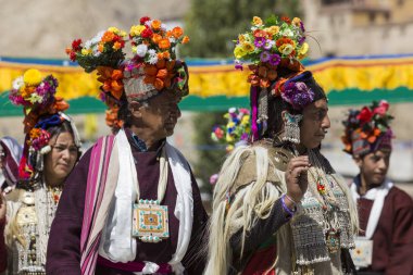 Leh, Hindistan - 20 Eylül 2017: Ladakhi tanımlanamayan sanatçıları 