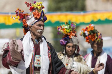 Leh, Hindistan - 20 Eylül 2017: Ladakhi tanımlanamayan sanatçıları 