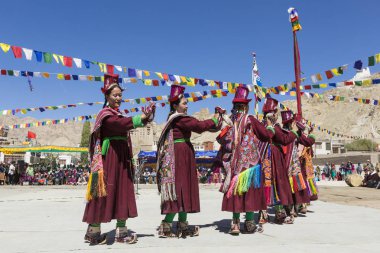 Leh, Hindistan - 20 Eylül 2017: Ladakhi tanımlanamayan sanatçıları 