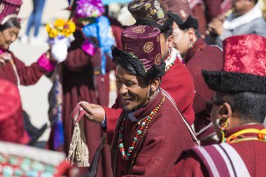 Leh, Hindistan - 20 Eylül 2017: Ladakhi tanımlanamayan sanatçıları
