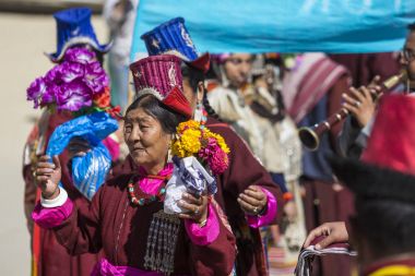 Leh, Hindistan - 20 Eylül 2017: Ladakhi tanımlanamayan sanatçıları