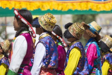 Leh, Hindistan - 20 Eylül 2017: Ladakhi tanımlanamayan sanatçıları