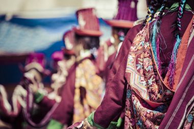 Leh, Hindistan - 20 Eylül 2017: Ladakhi tanımlanamayan sanatçıları