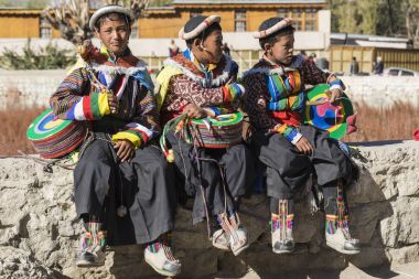 Leh, Hindistan - 20 Eylül 2017: Ladakhi tanımlanamayan sanatçıları