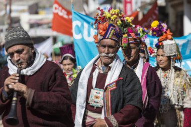 Leh, Hindistan - 20 Eylül 2017: Ladakhi tanımlanamayan sanatçıları