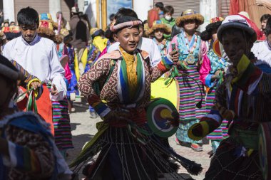 Leh, Hindistan - 20 Eylül 2017: Ladakhi tanımlanamayan sanatçıları