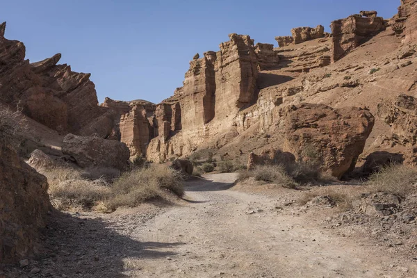 Charyn Canyon e o Vale dos Castelos, Parque Nacional, Cazaquistão — Fotografia de Stock