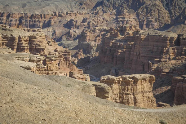 Charyn Canyon e la Valle dei Castelli, Parco Nazionale, Kazakistan — Foto Stock