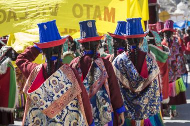 Leh, Hindistan - 20 Eylül 2017: Ladakhi tanımlanamayan sanatçıları