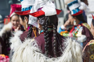Leh, Hindistan - 20 Eylül 2017: Ladakhi tanımlanamayan sanatçıları