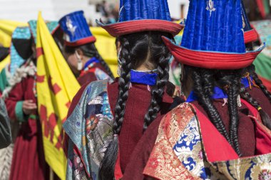 Leh, Hindistan - 20 Eylül 2017: Ladakhi tanımlanamayan sanatçıları