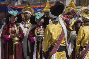 Leh, Hindistan - 20 Eylül 2017: Ladakhi tanımlanamayan sanatçıları