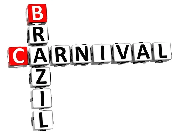 3D Brasil Carnaval Crossword sobre fundo branco . — Fotografia de Stock