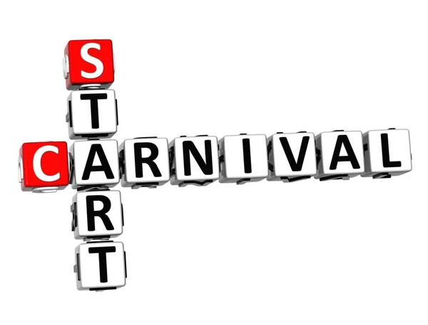 3D Start Carnival Crossword sobre fundo branco . — Fotografia de Stock