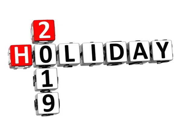 3D Crossword Holiday 2019 over white background — Stock Photo, Image