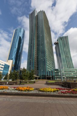 Astana, Kazakistan - 13 Eylül 2017: Modern binalar - yüzde