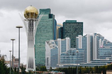 Astana, Kazakistan - 13 Eylül 2017: Modern binalar - yüzde
