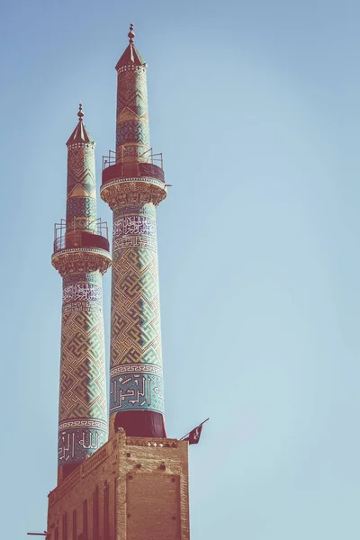 Eski şehir Yezd, Iran ve Mescidi-i Jame üzerinden Görünüm ' Camii - — Stok fotoğraf