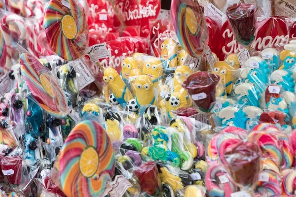 Christmas lolypoop sweete at a Christmas market — Stock Photo, Image