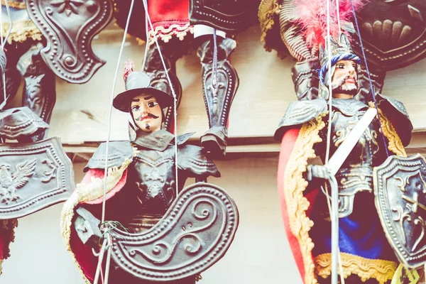 Some Sicilian puppets with their typical brassy armor and painte — Stock Photo, Image