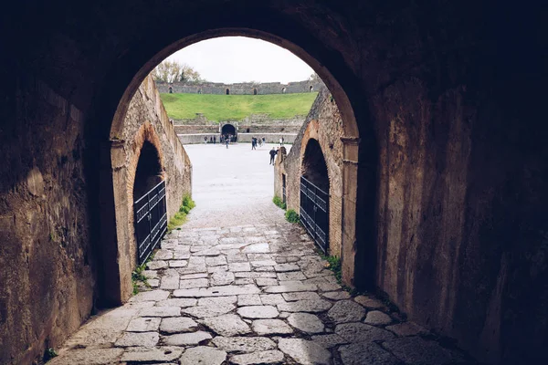 Slavné antické lokality Pompeje, nedaleko Neapole. Byl dokončen — Stock fotografie